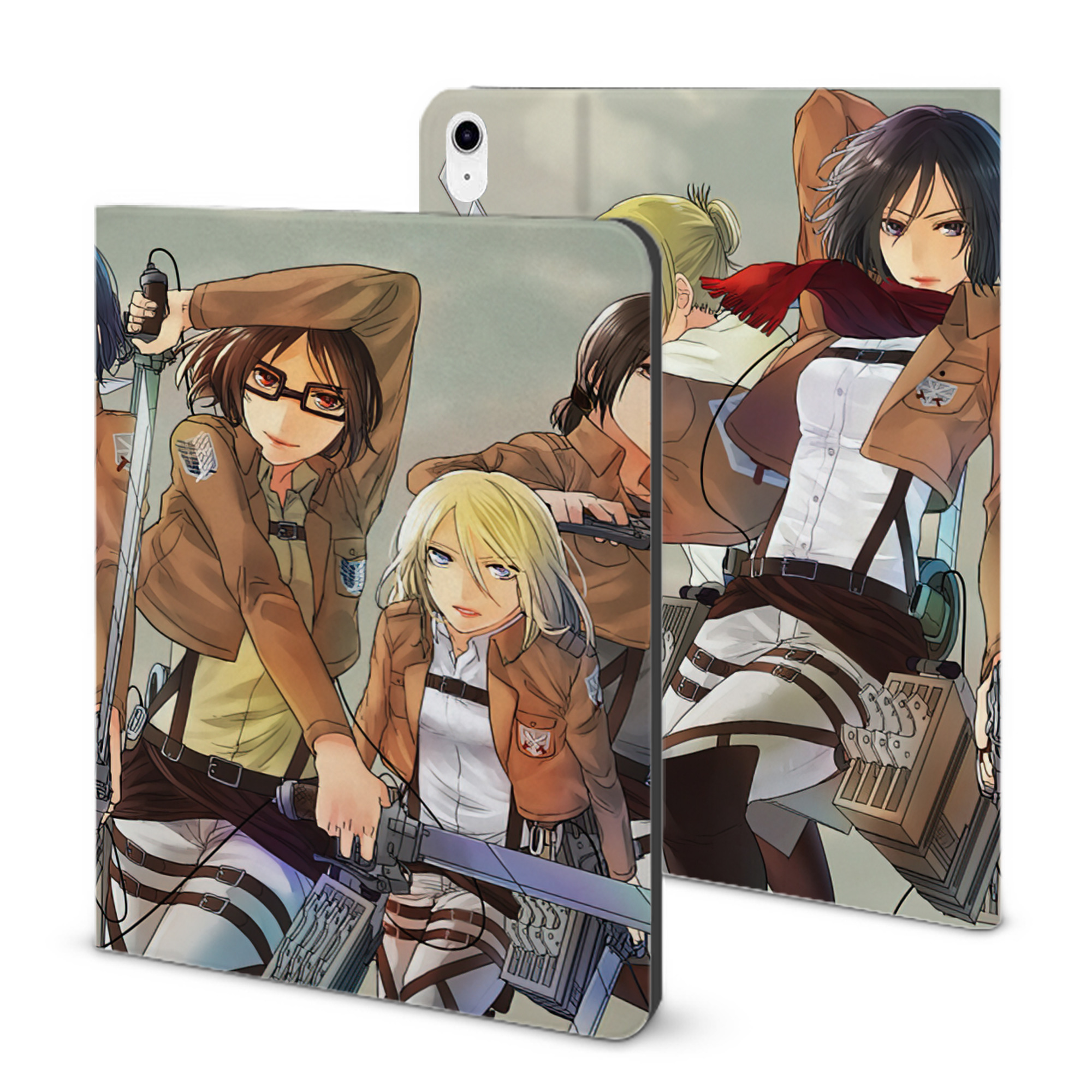（画像用） 進撃の巨人 Attack on Titan IPad ケース ブック型 PUレザー TPU 耐衝撃 軽量 薄型 ペン収納なし 全面保護 IPad 各モデル対応